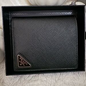 AUTHENTIC PRADA Brand Prada Textured Black Leather Wallet